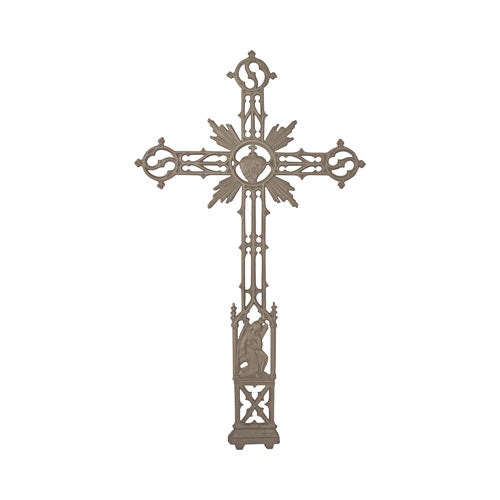 Sacred Heart Cross - Cast Iron - 27-3/8&quot; Inch W x 47-1/2&quot; Inch H - Multiple Finishes Available - Sold Individually