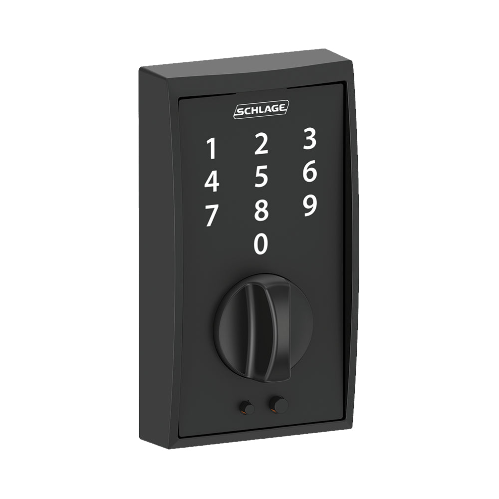 Schlage Residential Electronic Keyless Touchscreen Deadbolt Lockset - Century Style - Matte Black Finish - Sold Individually