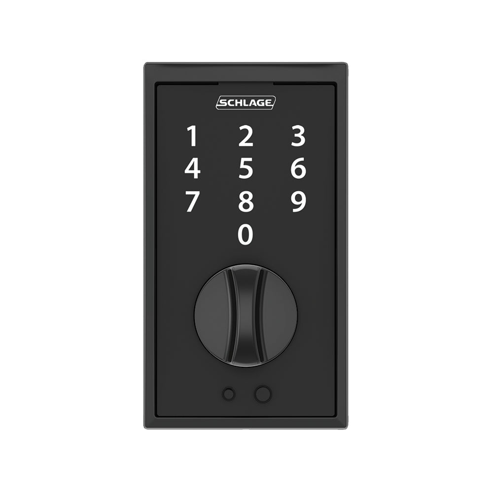 Schlage Residential Electronic Keyless Touchscreen Deadbolt Lockset - Century Style - Matte Black Finish - Sold Individually