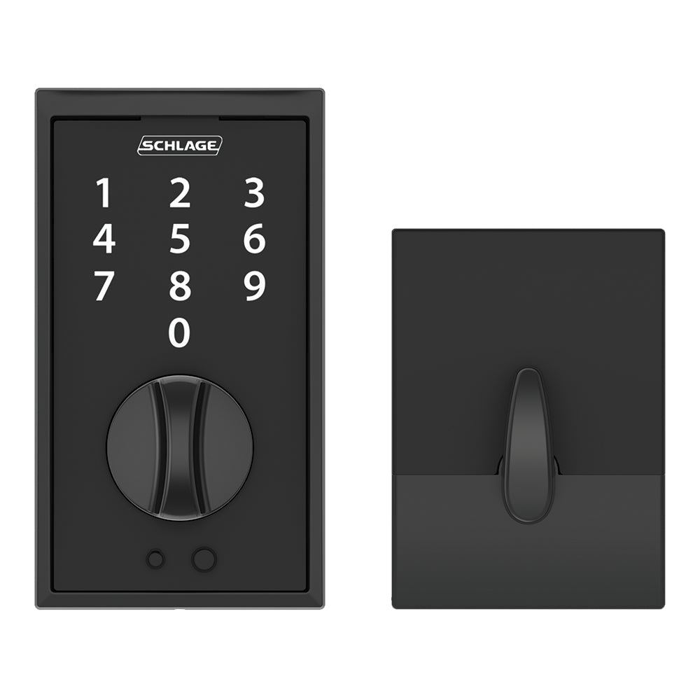 Schlage Residential Electronic Keyless Touchscreen Deadbolt Lockset - Century Style - Matte Black Finish - Sold Individually