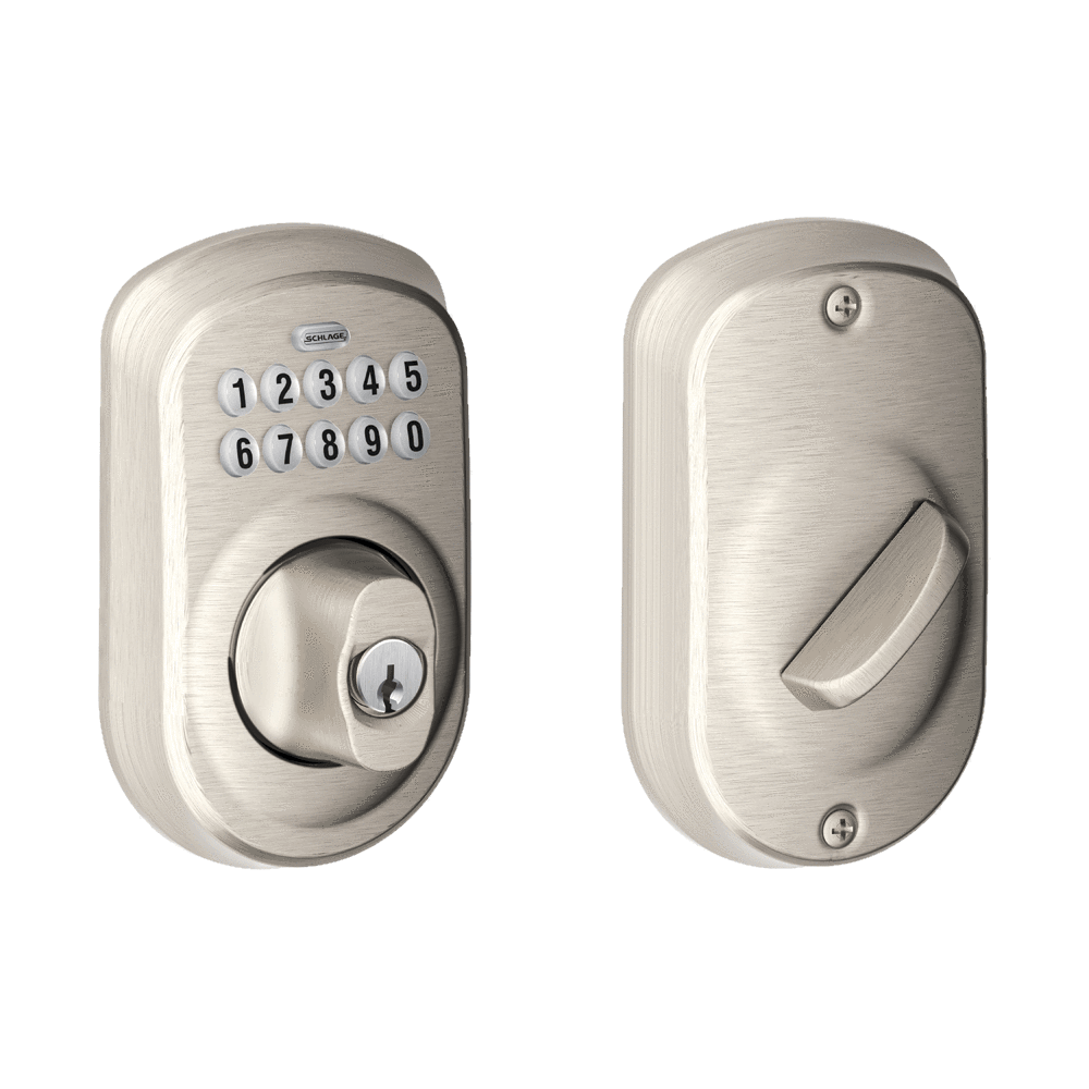 Schlage Residential Electronic Keypad Deadbolt Lockset - Plymouth Style - Satin Nickel Finish - Sold Individually