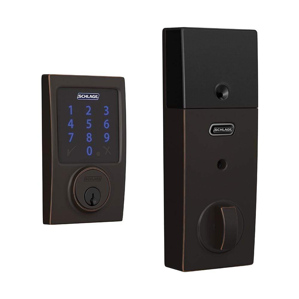 Schlage Residential Electronic Touchscreen Smart Deadbolt Lockset With Z-Wave - Century Style - Aged Bronze Finish - Sold Individually