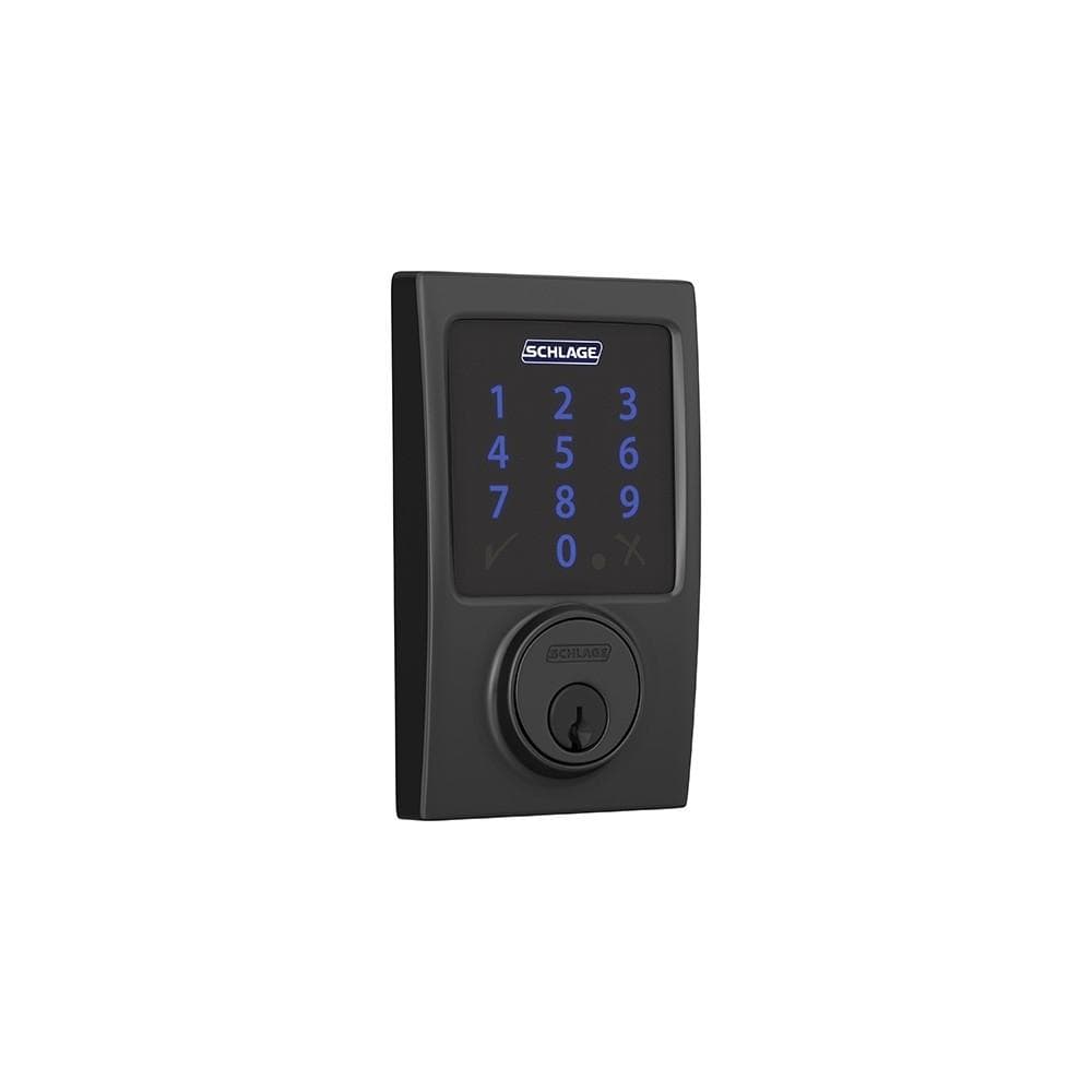 Schlage Residential Electronic Touchscreen Smart Deadbolt Lockset With Z-Wave - Century Style - Matte Black Finish - Sold Individually