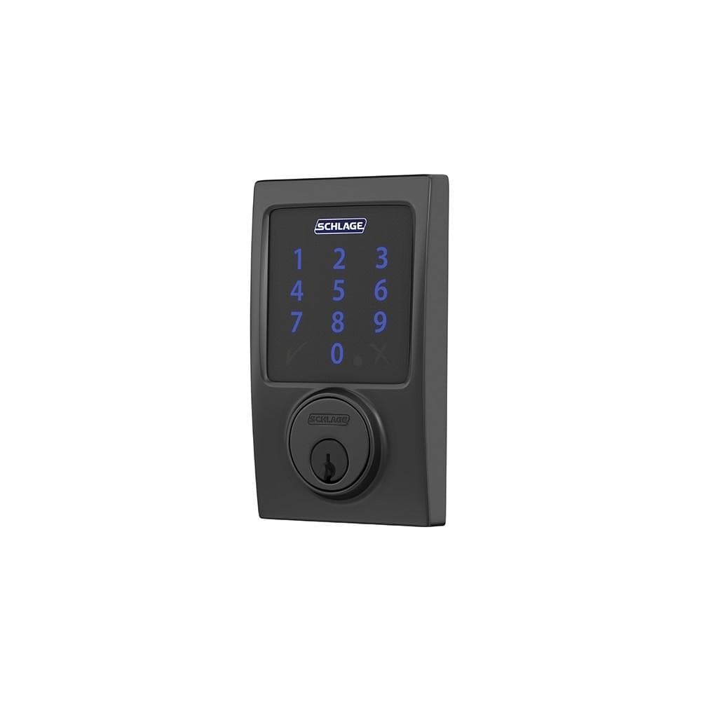Schlage Residential Electronic Touchscreen Smart Deadbolt Lockset With Z-Wave - Century Style - Matte Black Finish - Sold Individually
