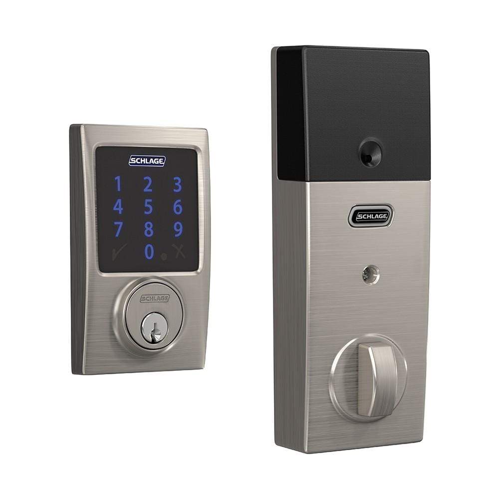 Schlage Residential Electronic Touchscreen Smart Deadbolt Lockset With Z-Wave - Century Style - Satin Nickel Finish - Sold Individually