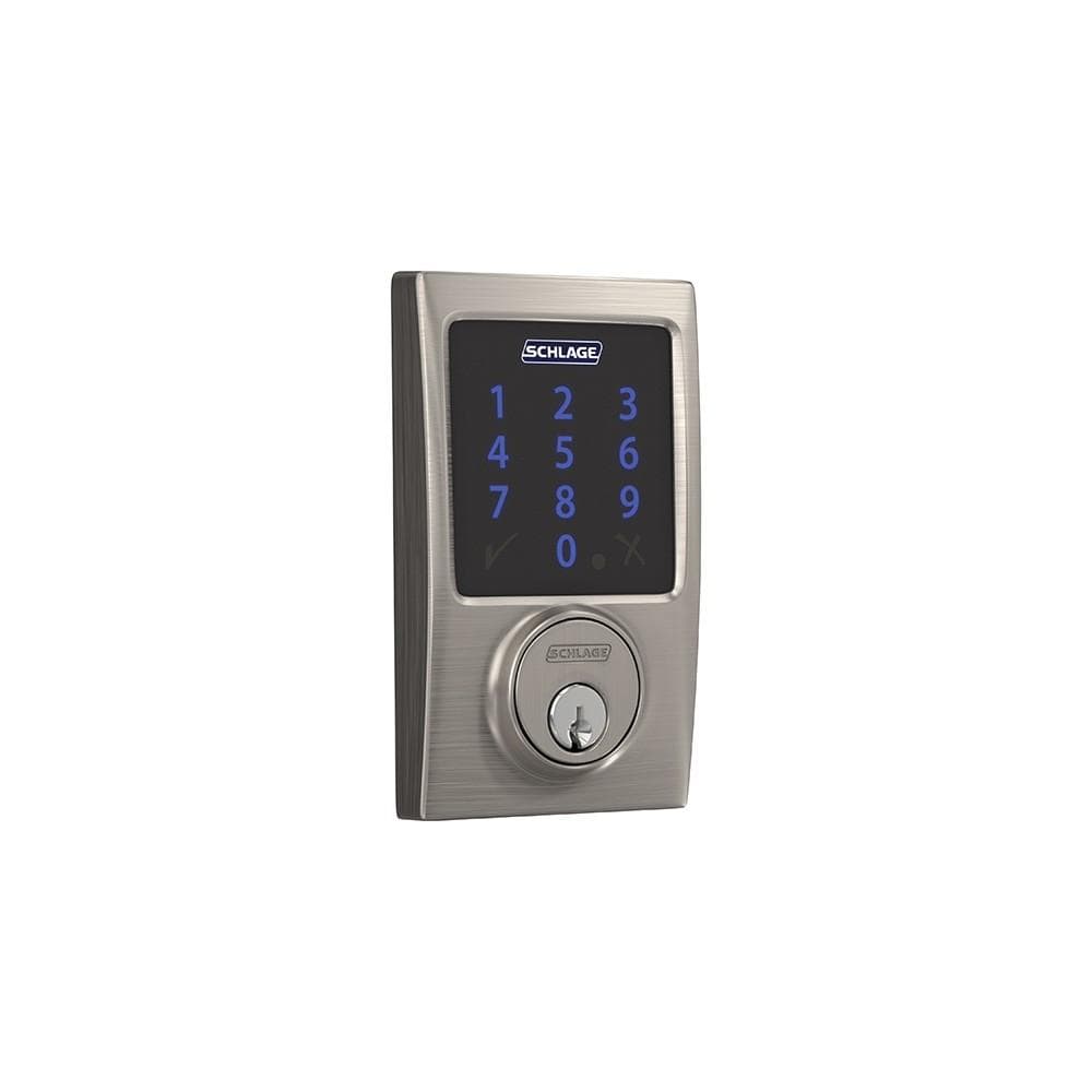 Schlage Residential Electronic Touchscreen Smart Deadbolt Lockset With Z-Wave - Century Style - Satin Nickel Finish - Sold Individually