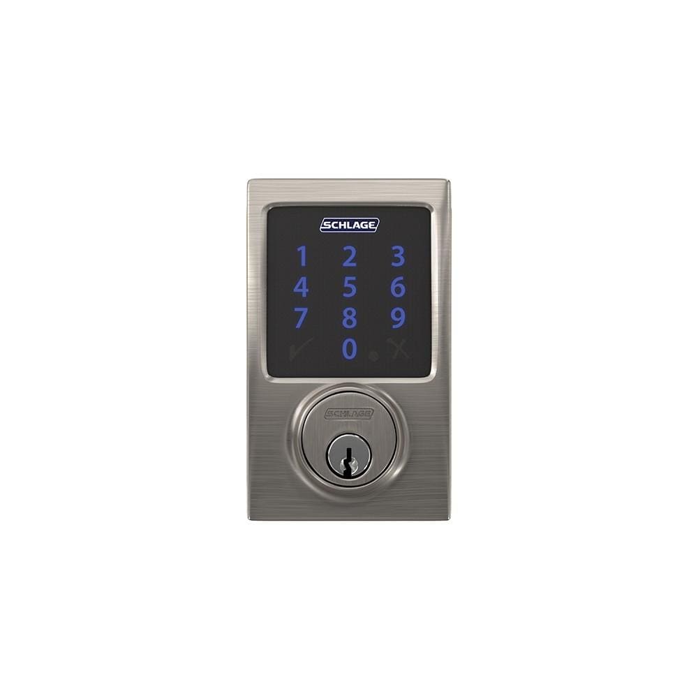 Schlage Residential Electronic Touchscreen Smart Deadbolt Lockset With Z-Wave - Century Style - Satin Nickel Finish - Sold Individually