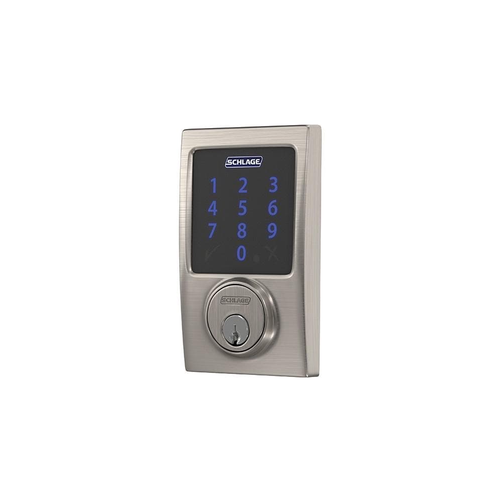 Schlage Residential Electronic Touchscreen Smart Deadbolt Lockset With Z-Wave - Century Style - Satin Nickel Finish - Sold Individually