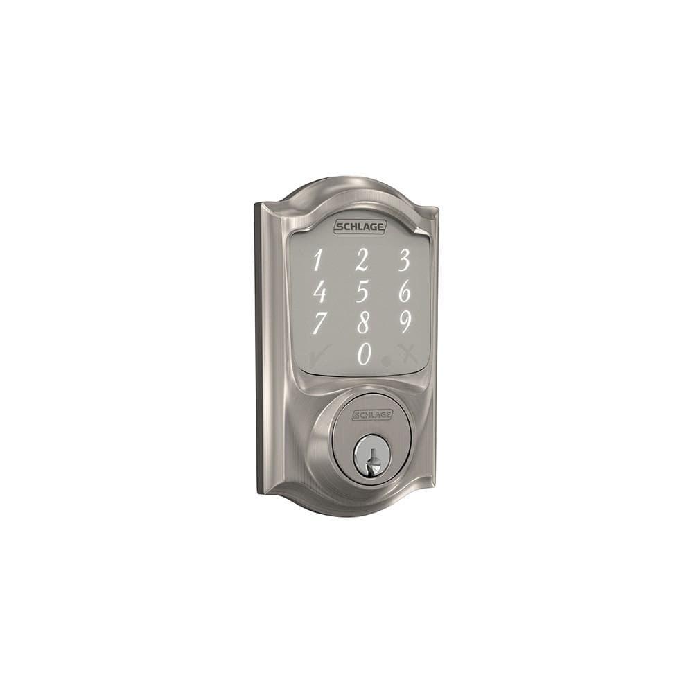 Schlage Residential Sense Smart Touchpad Deadbolt Lockset - Camelot Style - Satin Nickel Finish - Sold Individually