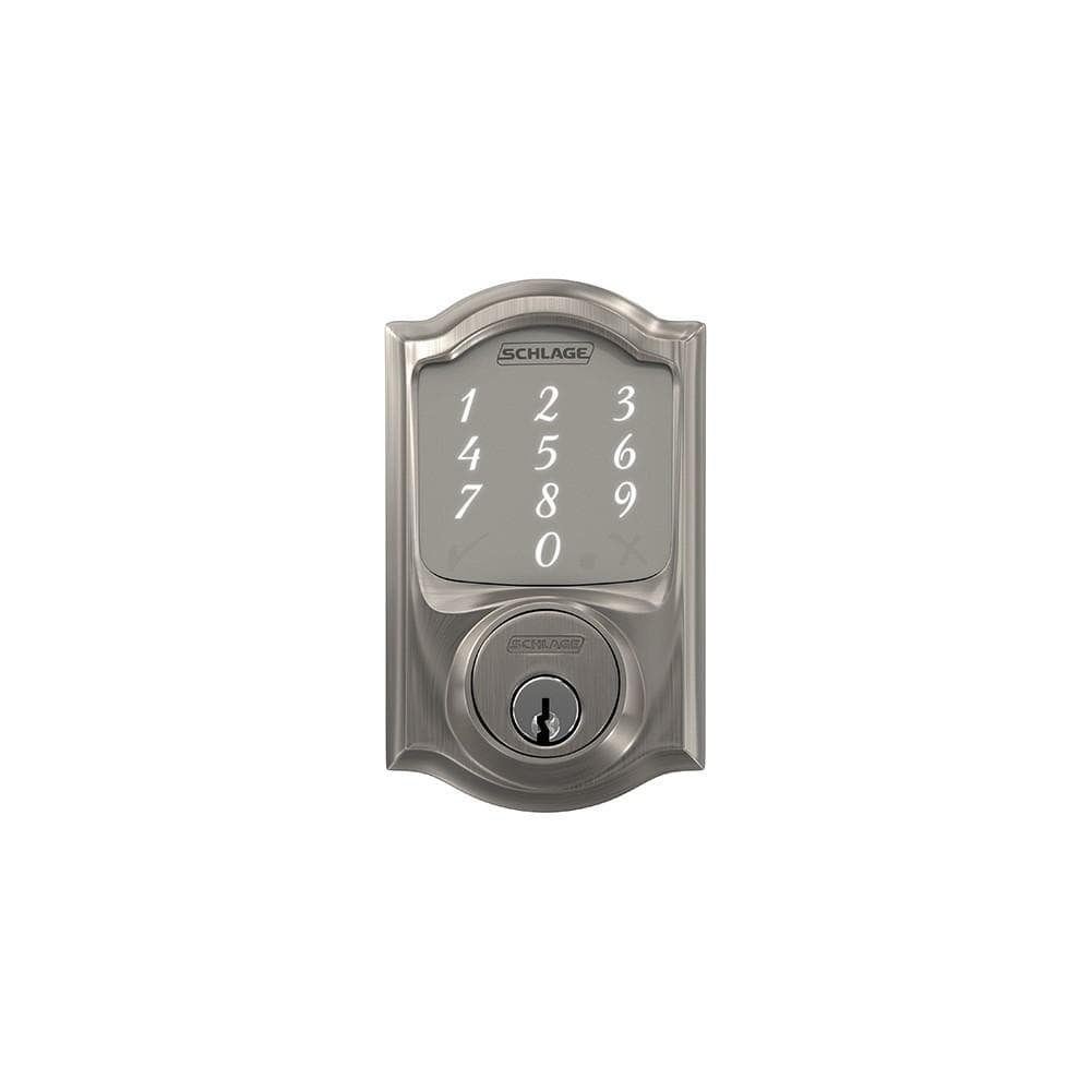 Schlage Residential Sense Smart Touchpad Deadbolt Lockset - Camelot Style - Satin Nickel Finish - Sold Individually