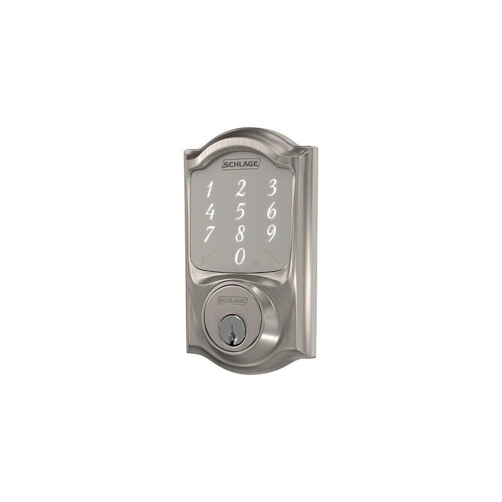 Schlage Residential Sense Smart Touchpad Deadbolt Lockset - Camelot Style - Satin Nickel Finish - Sold Individually