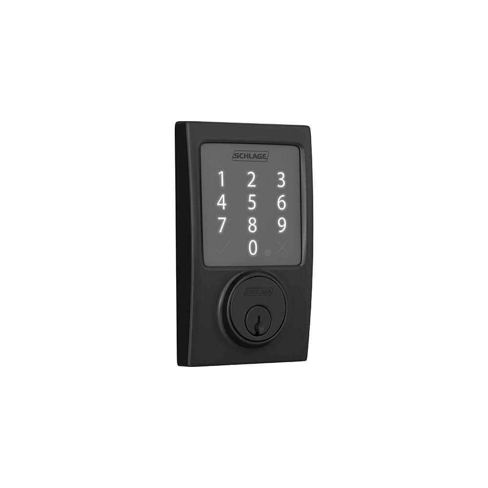 Schlage Residential Sense Smart Touchpad Deadbolt Lockset - Century Style - Matte Black Finish - Sold Individually