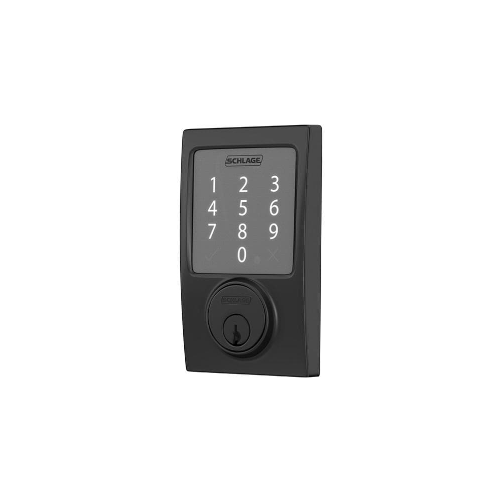 Schlage Residential Sense Smart Touchpad Deadbolt Lockset - Century Style - Matte Black Finish - Sold Individually
