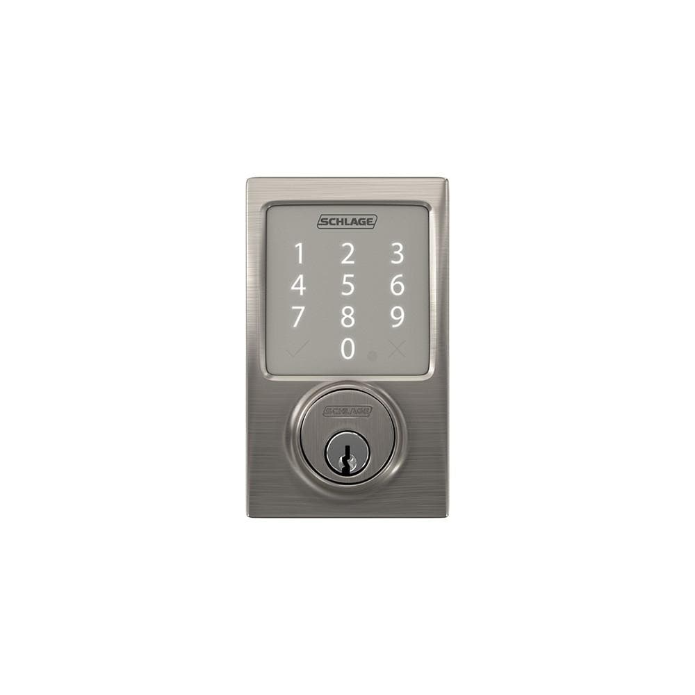 Schlage Residential Sense Smart Touchpad Deadbolt Lockset - Century Style - Satin Nickel Finish - Sold Individually