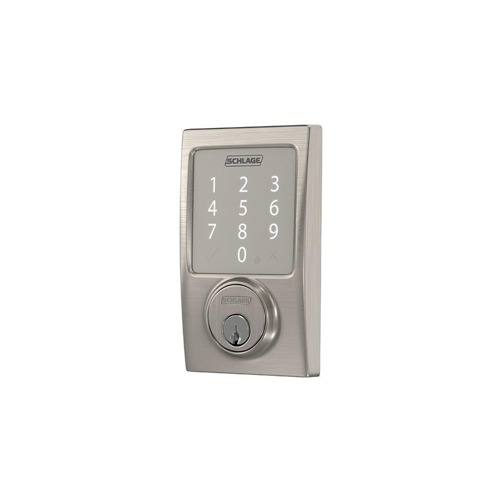 Schlage Residential Sense Smart Touchpad Deadbolt Lockset - Century Style - Satin Nickel Finish - Sold Individually