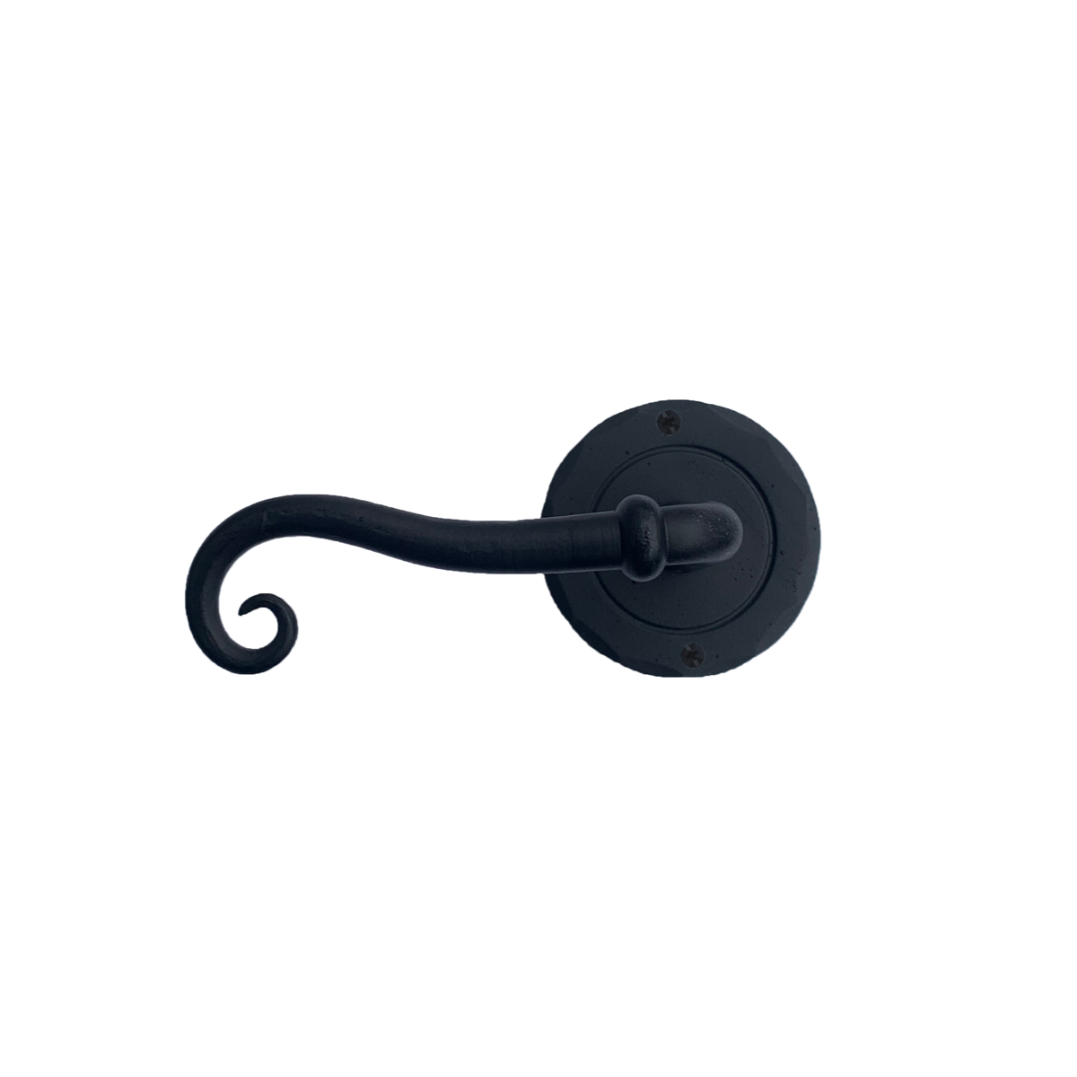 Scroll Dummy Lever - Round Rose - Iron - Matte Black Finish - Sold Individually
