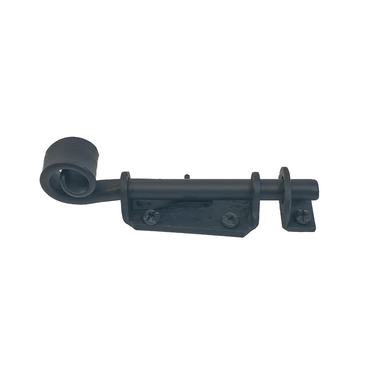 Shutter Latches - Forged Iron Curled Round Slide Bolt - Multiple Sizes Available - Matte Black Finish - Sold Individually