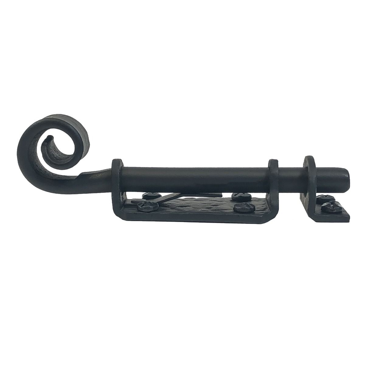 Shutter Latches - Forged Iron Curled Round Slide Bolt - Multiple Sizes Available - Matte Black Finish - Sold Individually