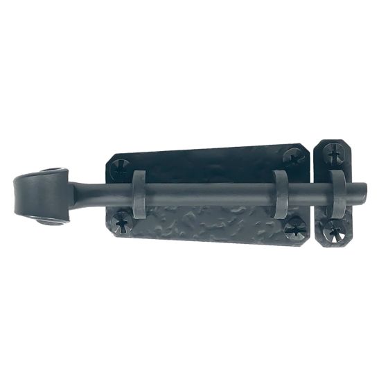 Shutter Latches - Forged Iron Curled Round Slide Bolt - Multiple Sizes Available - Matte Black Finish - Sold Individually