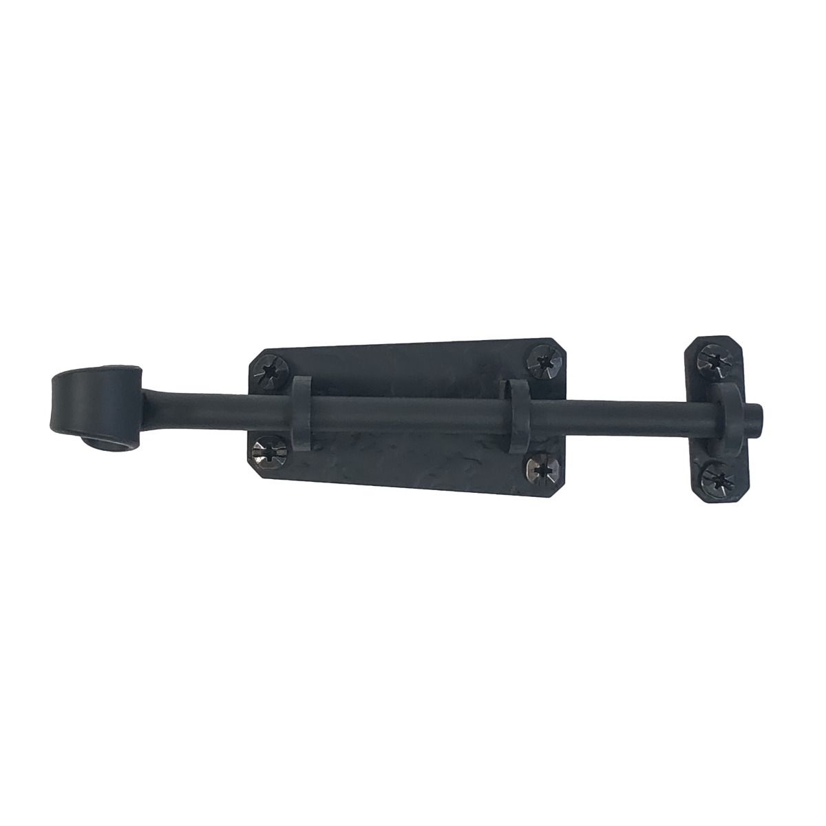 Shutter Latches - Forged Iron Curled Round Slide Bolt - Multiple Sizes Available - Matte Black Finish - Sold Individually