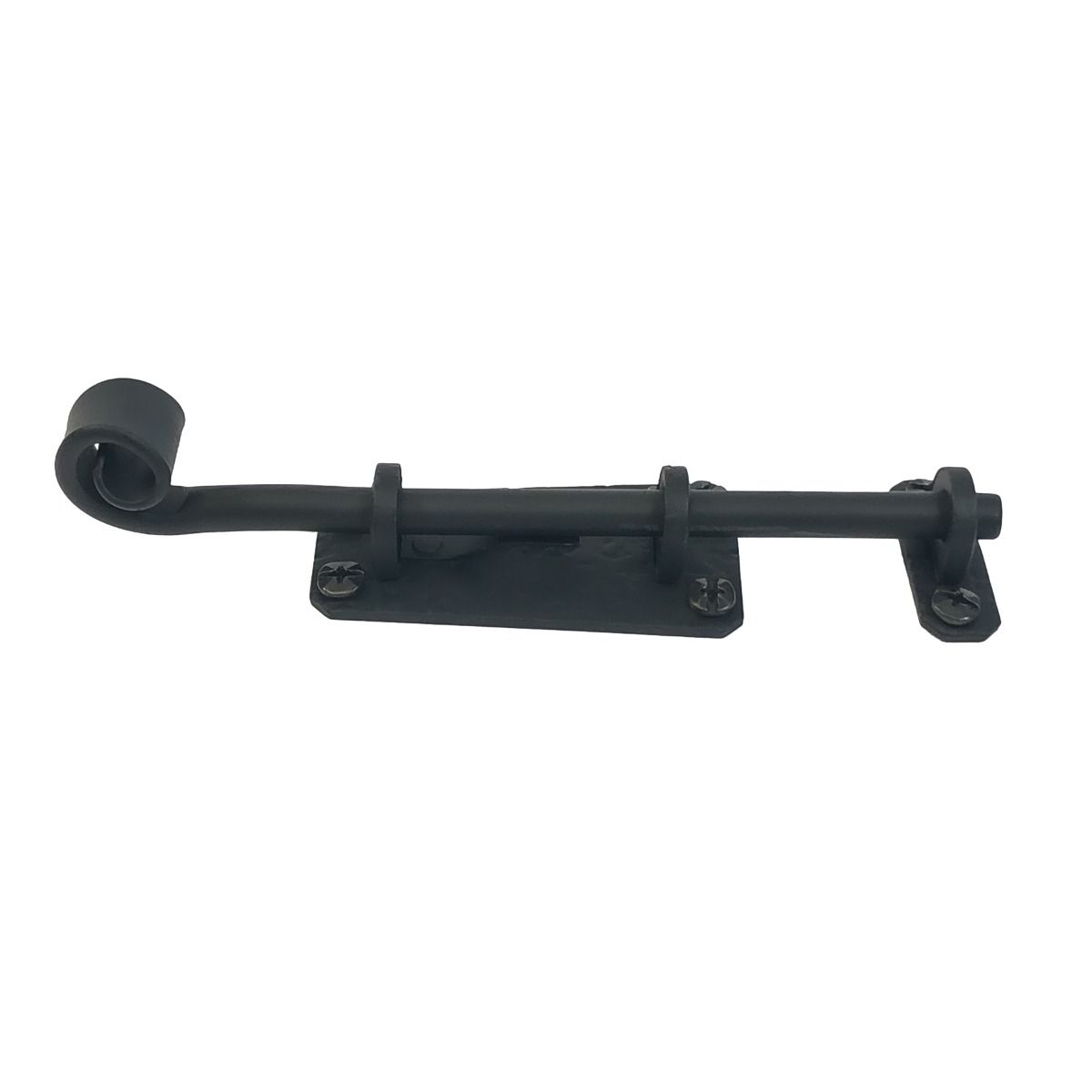 Shutter Latches - Forged Iron Curled Round Slide Bolt - Multiple Sizes Available - Matte Black Finish - Sold Individually