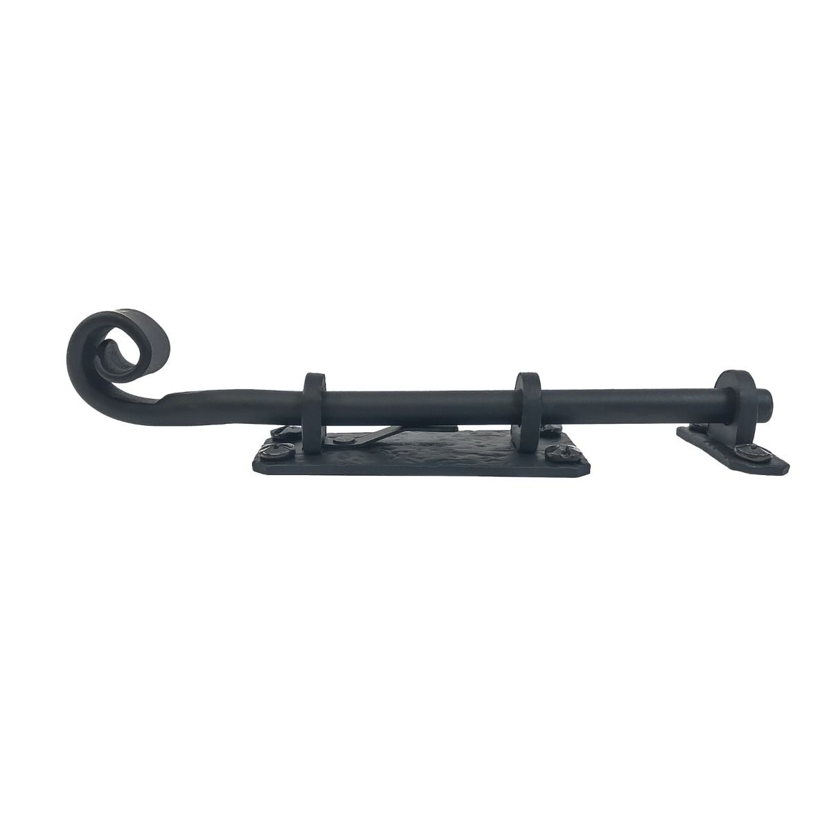 Shutter Latches - Forged Iron Curled Round Slide Bolt - Multiple Sizes Available - Matte Black Finish - Sold Individually