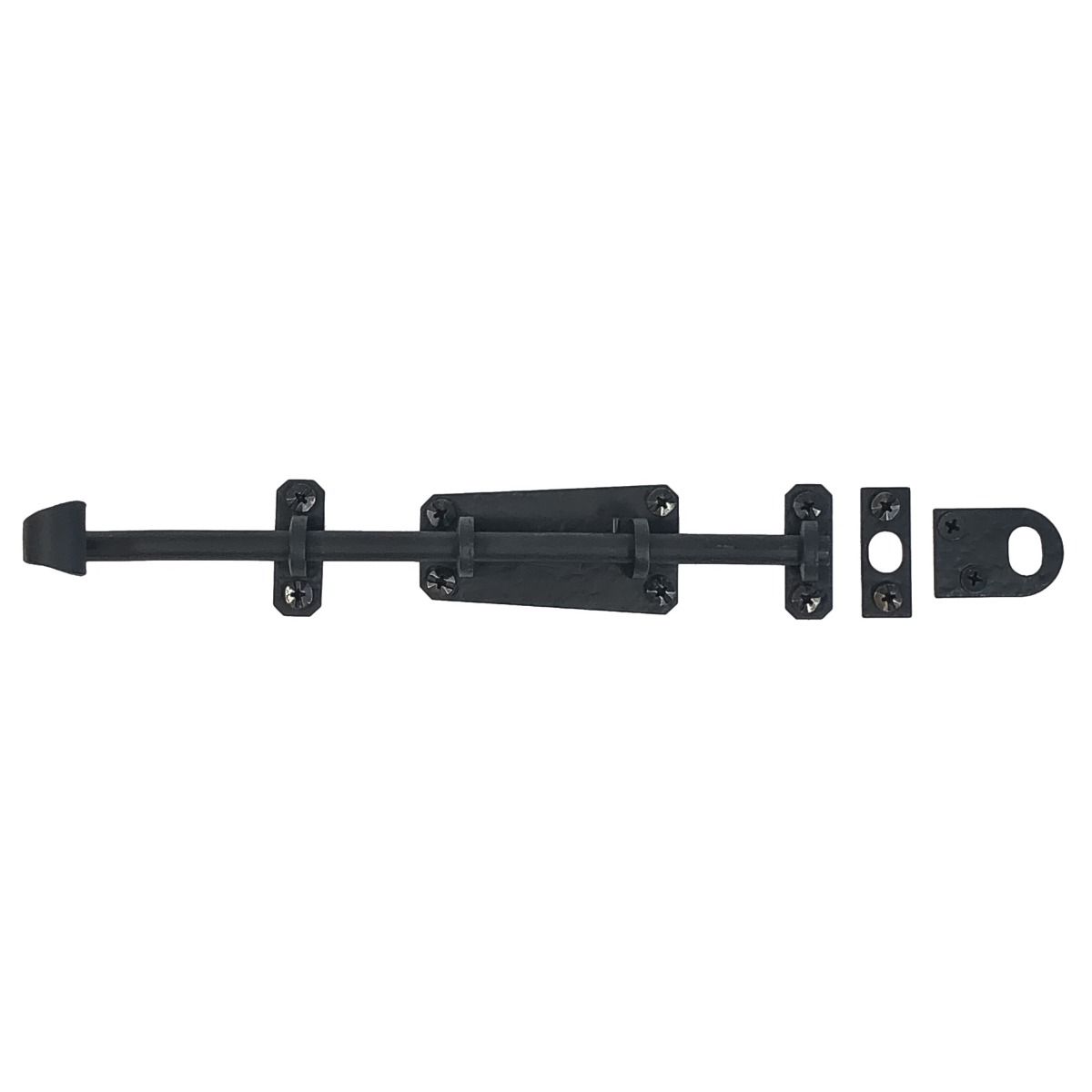 Shutter Latches - Forged Iron Curled Round Slide Bolt - Multiple Sizes Available - Matte Black Finish - Sold Individually