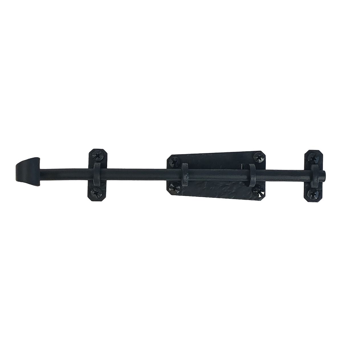 Shutter Latches - Forged Iron Curled Round Slide Bolt - Multiple Sizes Available - Matte Black Finish - Sold Individually