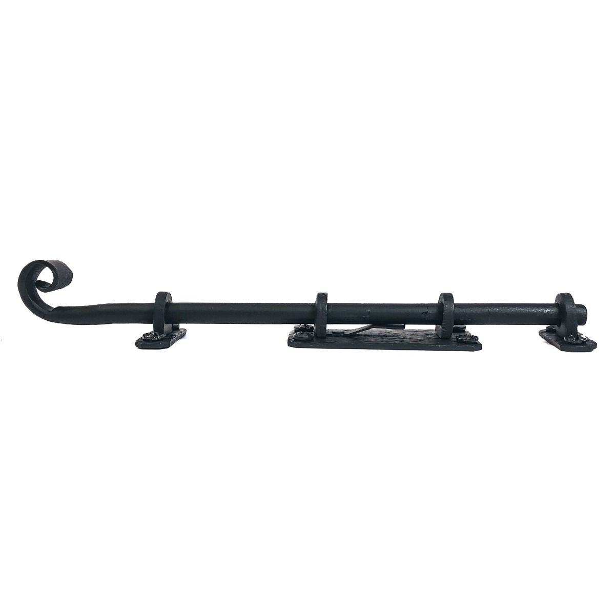 Shutter Latches - Forged Iron Curled Round Slide Bolt - Multiple Sizes Available - Matte Black Finish - Sold Individually