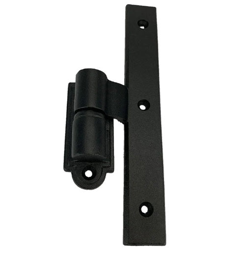A collection of shutter hinges, used to hang shutters on windows, displayed on a white background.