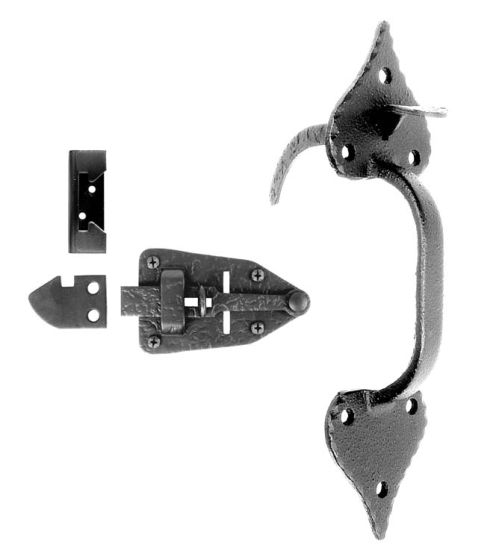 Small Heart Rim Thumb Latch Set - Cast Iron - Matte Black Finish - Sold as Set