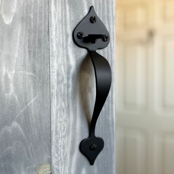 Smooth Heart Thumb Latch Set - Matte Black Finish - Sold as Set