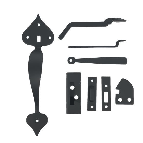 Smooth Heart Thumb Latch Set - Matte Black Finish - Sold as Set