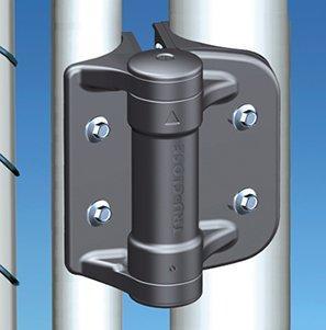 Round Post - Self-Closing Gate Hinges - Gate Gap (5/8" - 1 3/8") - Black Finish - For Chain Link Fences - 2 Pack