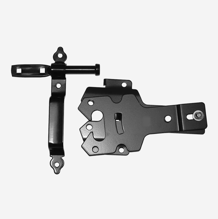 Stainless Steel Contemporary Post Gate Latch - For Wood Gates - Minimum Post Size 2&quot; Inch - Black Powder Coat Finish - Sold Individually