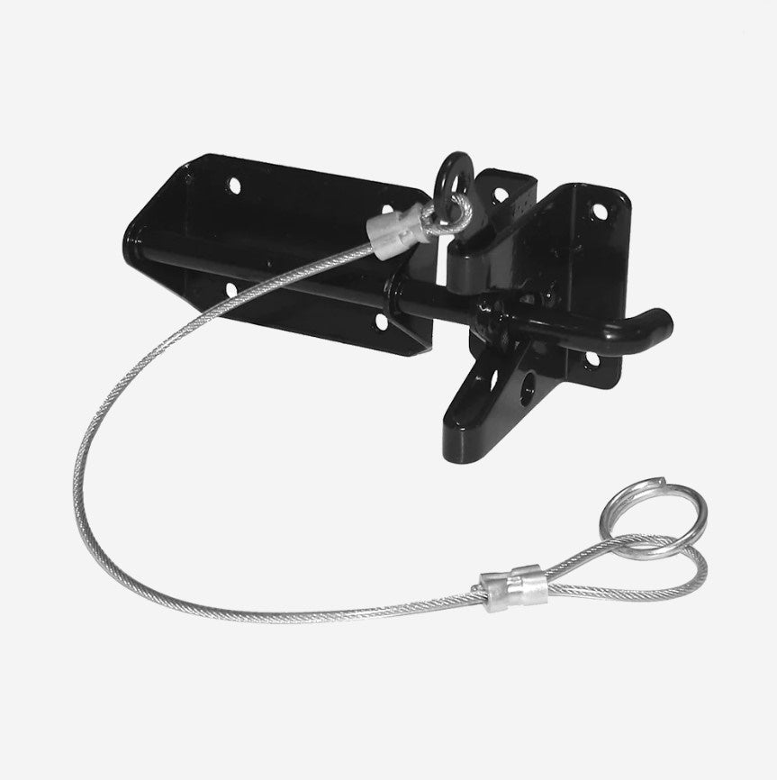 Stainless Steel Heavy Duty Gravity Gate Latch - For Wood Gates - Minimum Post Size 2-1/2" Inch - Black Powder Coat Finish - Sold Individually