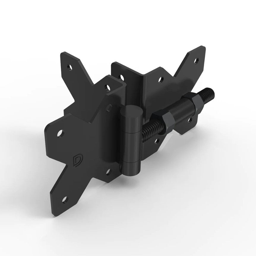 Stainless Steel Pivot Hinges for Gates - For Wood or Vinyl Gates - Standard to Narrow Side Legs - Minimum Post Size 3" Inch - Ideal Gate Gap 1/2" Inch - Marine Grade Black Powder Coat Finish - Sold in Pairs