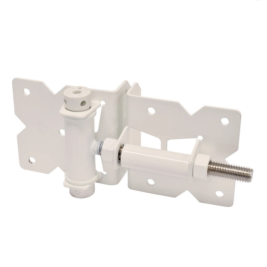 Stainless Steel Gate Hinges - For Wood or Vinyl Gates - Self-Closing up to 44 lbs. - Narrow to Narrow Side Legs - Ideal Gate Gap 1/2" Inch - Multiple Finishes Available - Sold in Pairs