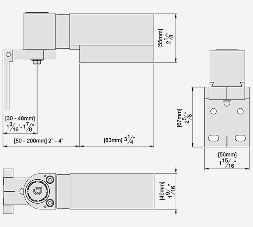 Sureclose Easy Gate Closer - Self-Closing - For Center-Hinge Mounted Gates - Up To 180 lbs - Gate Gap (2" - 4") - Black Finish - Great for Pool Gates