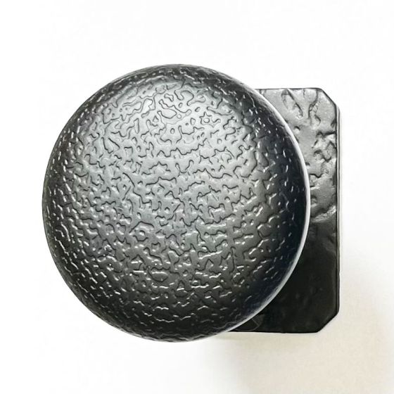 Textured Dummy Knob - Rectangular Rose - Iron - Matte Black Finish - Sold Individually