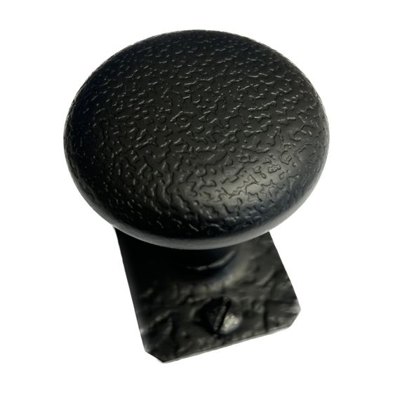 Textured Dummy Knob - Rectangular Rose - Iron - Matte Black Finish - Sold Individually