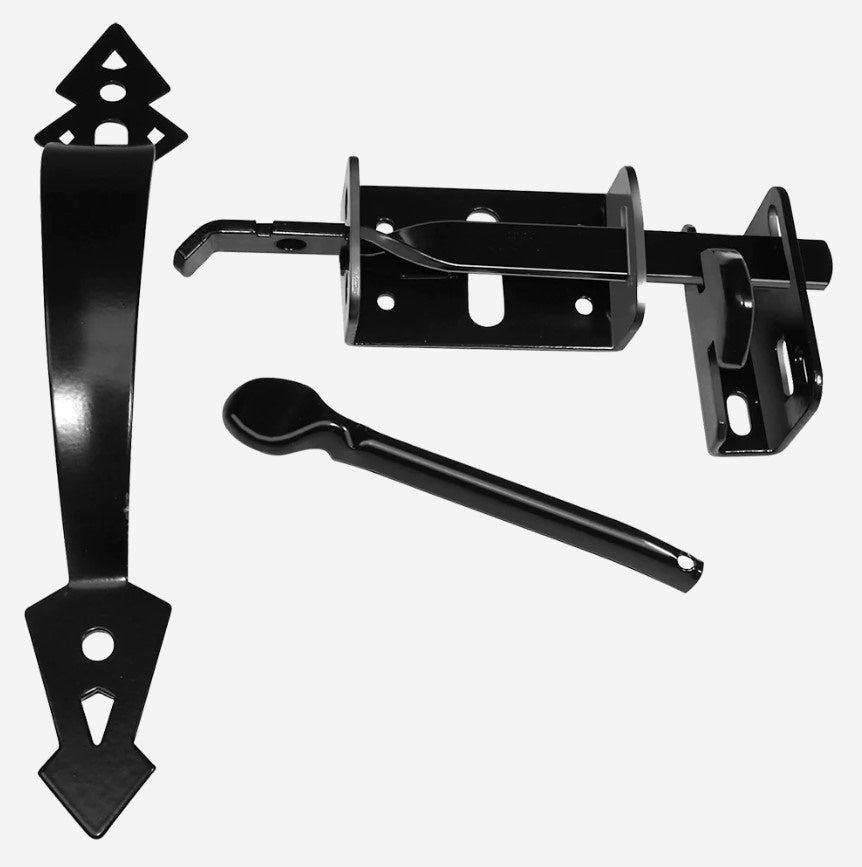 Thumb Latch - For Wood Gates - Minimum Post Size 2-1/4" Inch - Black Powder Coat Finish - Sold Individually