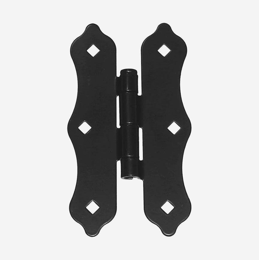 Traditional Butterfly Hinges - For Wood Gates - 8" Inch - Black Powder Coat Finish - Sold in Pairs