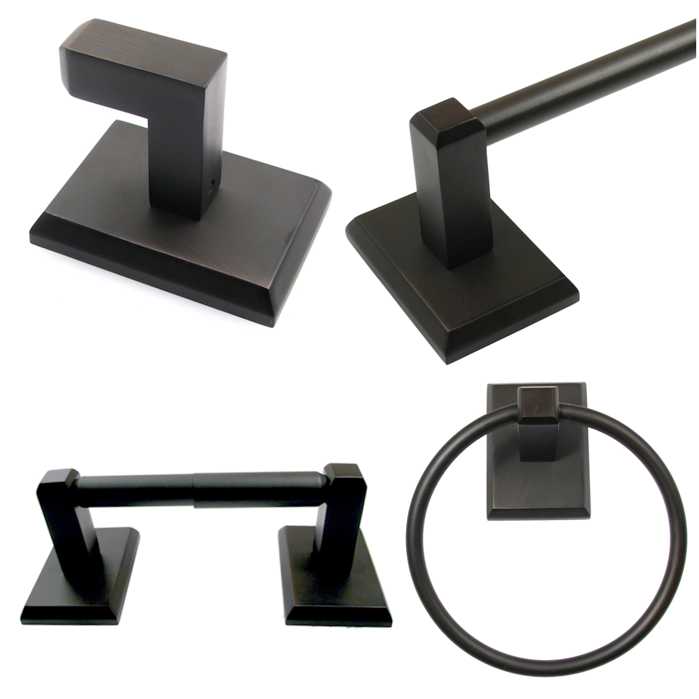 Utica Bathroom Hardware Collection - Oil Rubbed Bronze Finish - Sold as Set