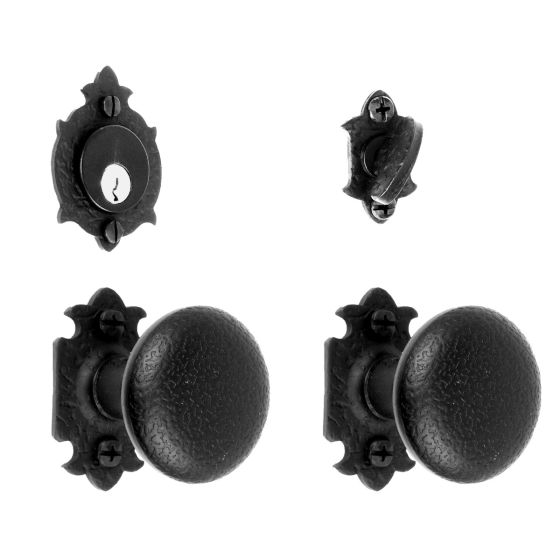 Warwick Mortise Lock Entrance Set - Double Knob - Iron - Matte Black Finish - Multiple Options Available - Sold as Set