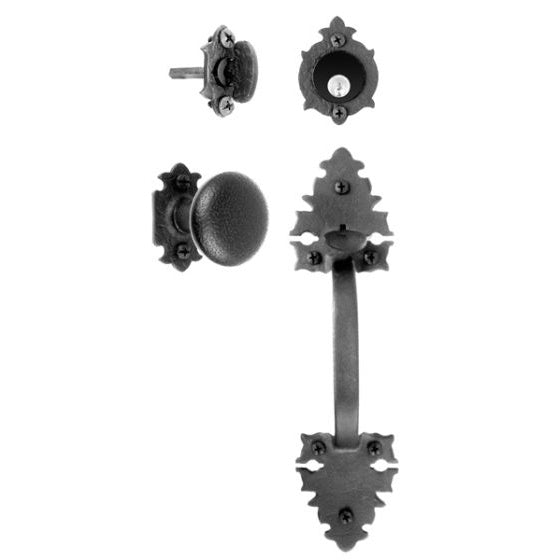 Warwick Mortise Lock Entrance Set - Large Handle and Knob - Iron - Matte Black Finish - Multiple Options Available - Sold as Set