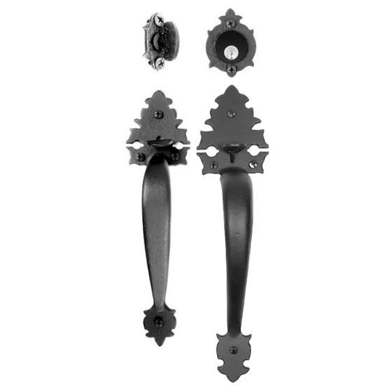 Warwick Mortise Lock Entrance Set - Large & Small Double Handle - Cast Iron - Matte Black Finish - Multiple Options Available - Sold as Set