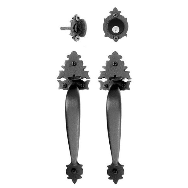 Warwick Mortise Lock Entrance Set - Small Double Handle - Cast Iron - Matte Black Finish - Multiple Options Available - Sold as Set