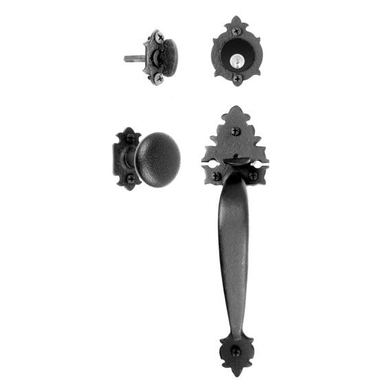 Warwick Mortise Lock Entrance Set - Small Handle and Knob - Iron - Matte Black Finish - Multiple Options Available - Sold as Set
