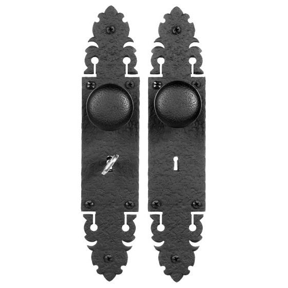 Warwick Mortise Skeleton Key Lock Entrance Set - Double Knob - Iron - Matte Black Finish - Multiple Options Available - Sold as Set